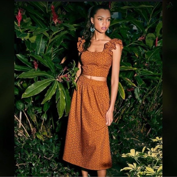 NWT Lilly Pulitzer Lolina Midi Set in Toffee Neon Sunburst Eyelet - Picture 2 of 8